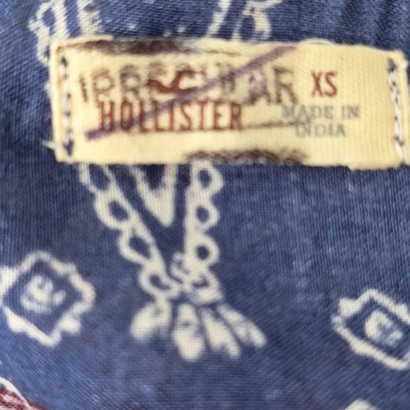 Hollister XS VTG Multi-Color‎ Print Kimono Cover-Up Blue Fringe Hem - Picture 9 of 14